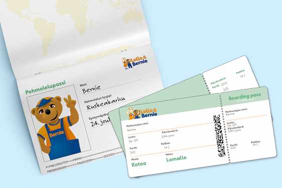 Koneeseennousukortti pehmolelulle