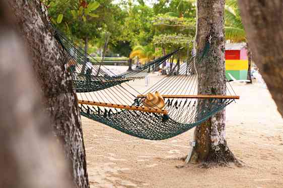Hängmatta på strand på Jamaica