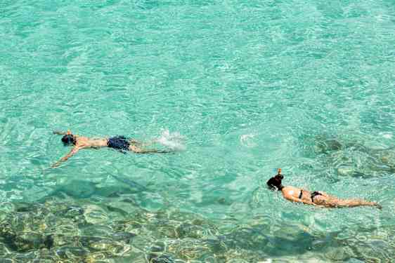 Kaksi ihmistä sukeltaa