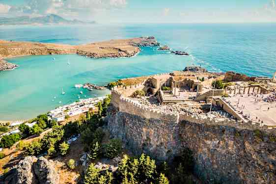 Näkymä Lindoksen linnoituksesta Rodoksella