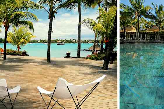 Le Mauricia -hotellin rantaterassi Grand Baiessa