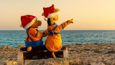 Lollo ja Bernie joulun vietossa auringonlaskua ihaillen