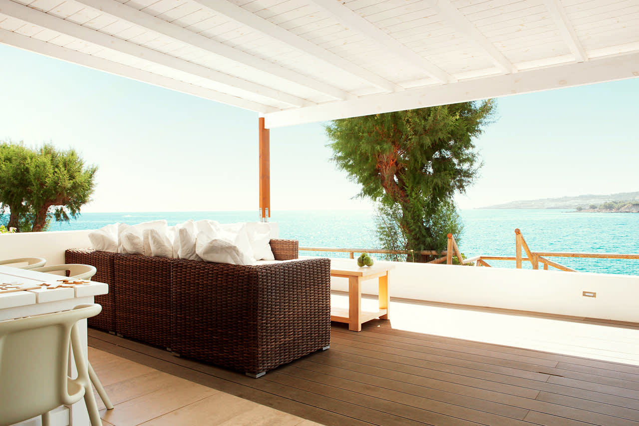Royal Lounge Suite -kolmio, iso terassi ja merinäköala, lähinnä rantaa (Poseidon)
