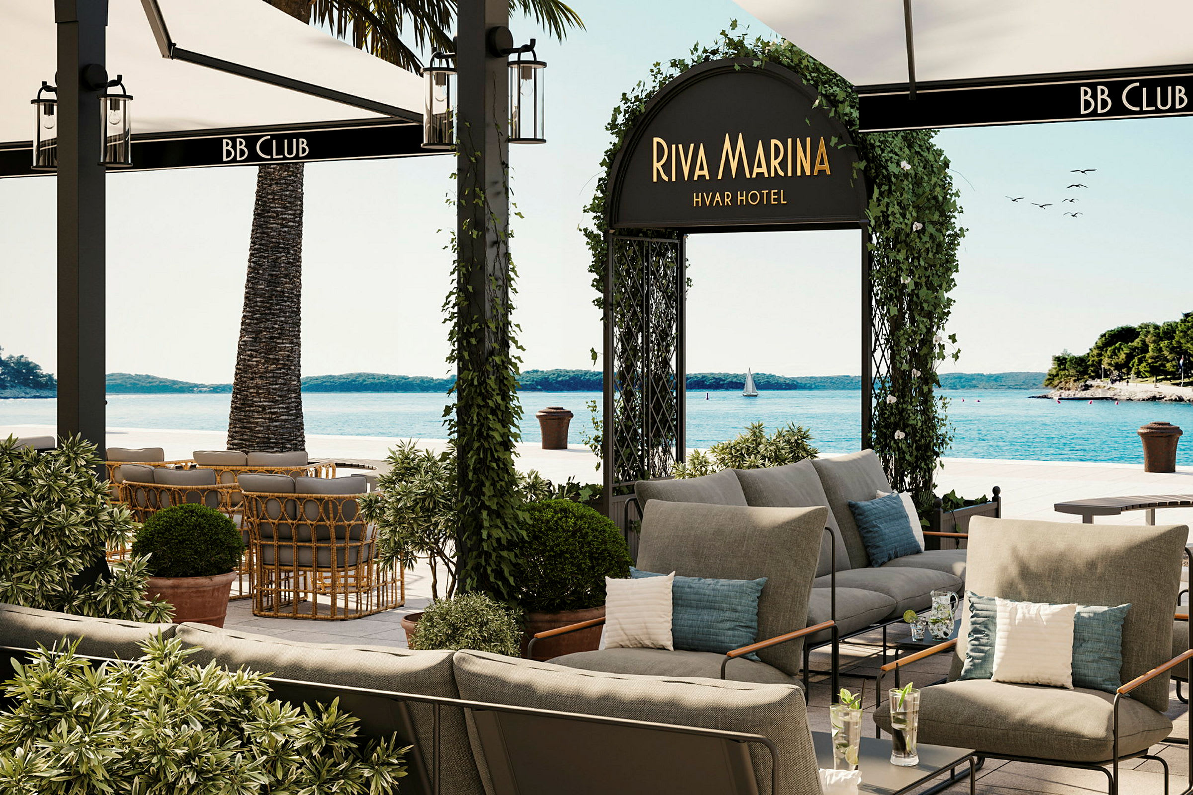 Lounge-alue hotellissa, näkymä merelle. (Tekoälyn luoma teksti)