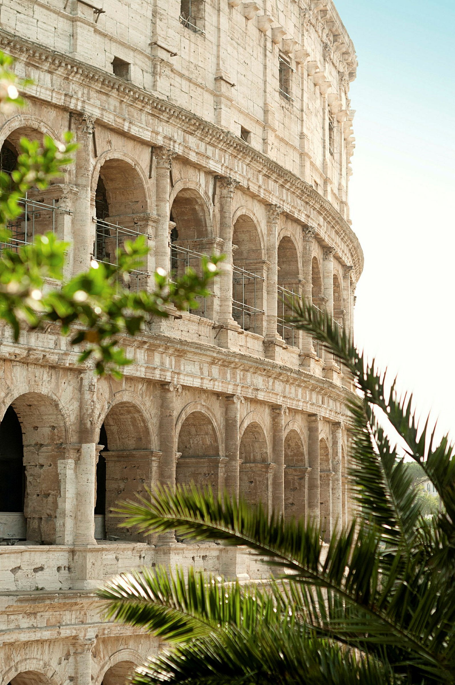 Colosseum Roomassa, etualalla vihreää kasvillisuutta. (Tekoälyn luoma teksti)